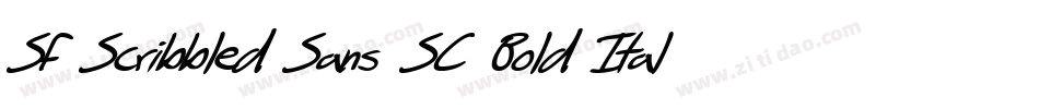 SF Scribbled Sans SC Bold Italic字体转换